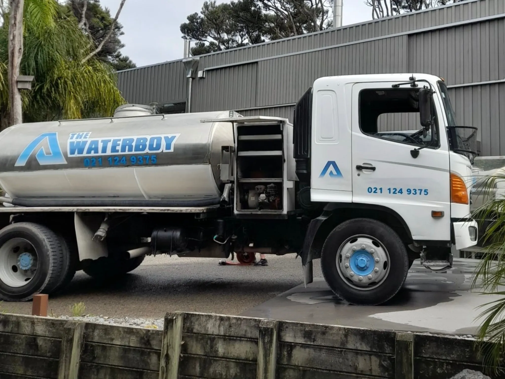 The Waterboy water tanker at the fill station in Mangawhai